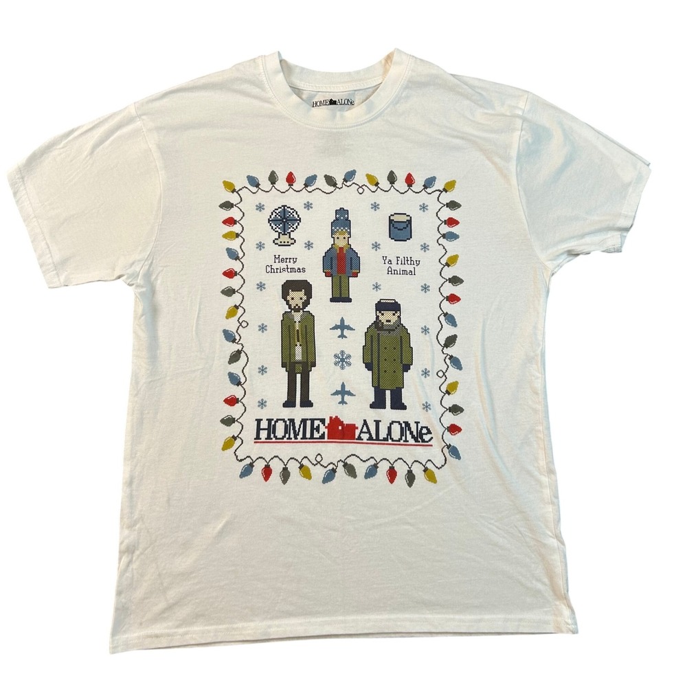 Home Alone White Merry Christmas Ya‎ Filthy Animal T-Shirt Size L - Large